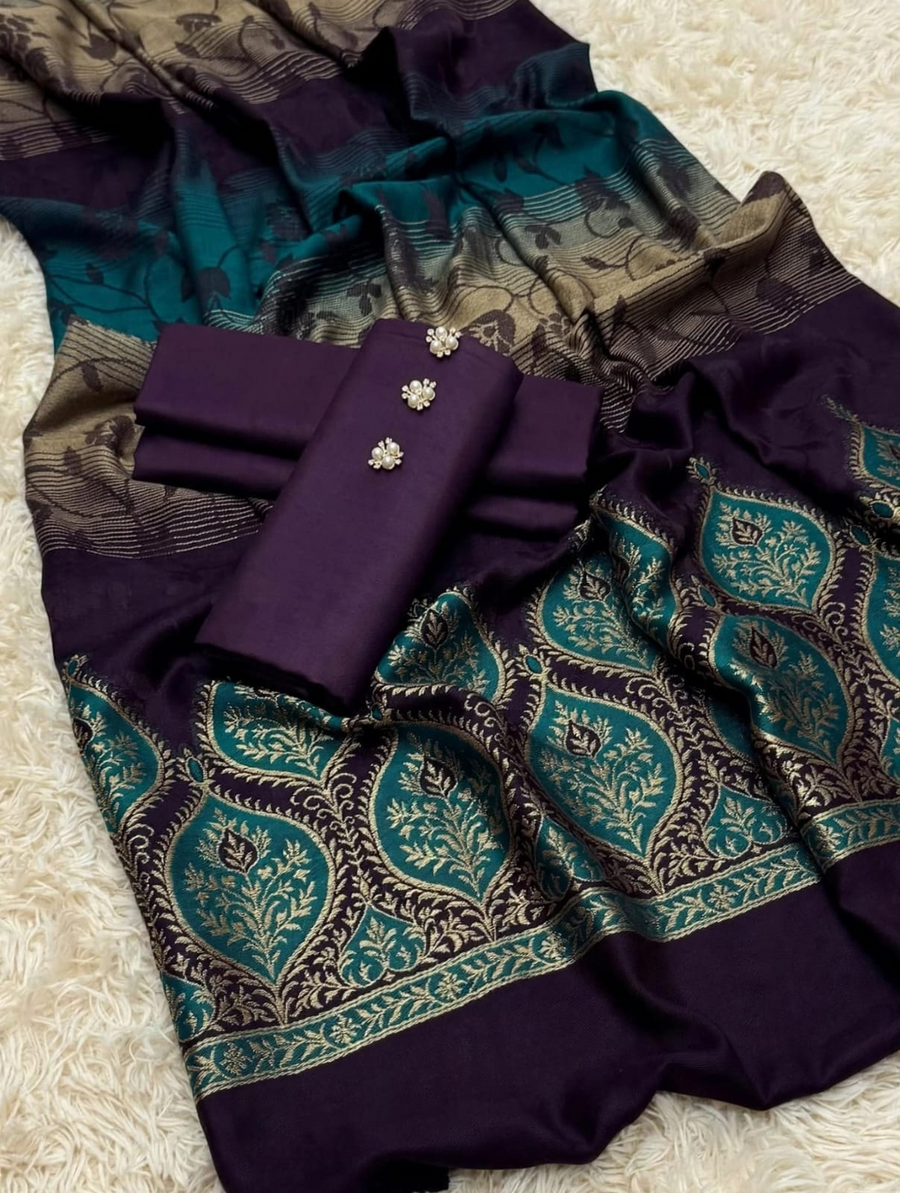 Original photograph of the actual plum suit fabric and dupatta.